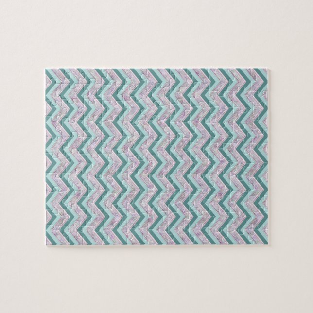 Pearl Floral Aquamarin ZigZag Muster Puzzle (Horizontal)