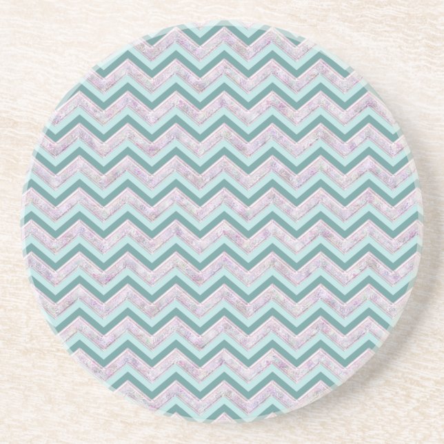 Pearl Floral Aquamarin ZigZag Muster Untersetzer (Vorne)