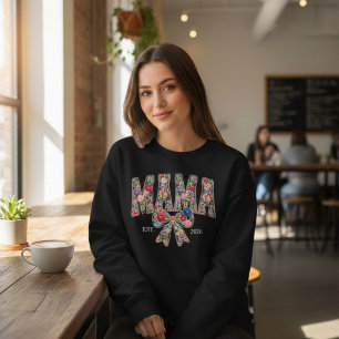 Pearl Floral Varsity Mama Est Femininer Stil Sweatshirt