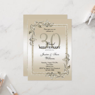Pearl Gem & Glitzer 30. Hochzeitstag Einladung