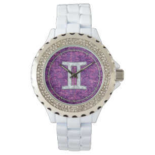 Pearl Gemini Zodiac Symbol auf Digital Camouflage Armbanduhr