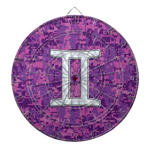 Pearl Gemini Zodiac Symbol auf Digital Camouflage Dartscheibe