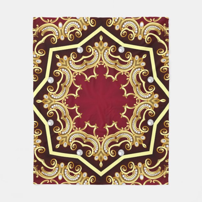 Pearl Gold Frame Illustration Hintergrund Fleecedecke (Vorderseite)