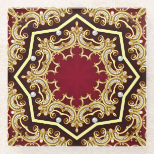 Pearl Gold Frame Illustration Hintergrund Glasuntersetzer