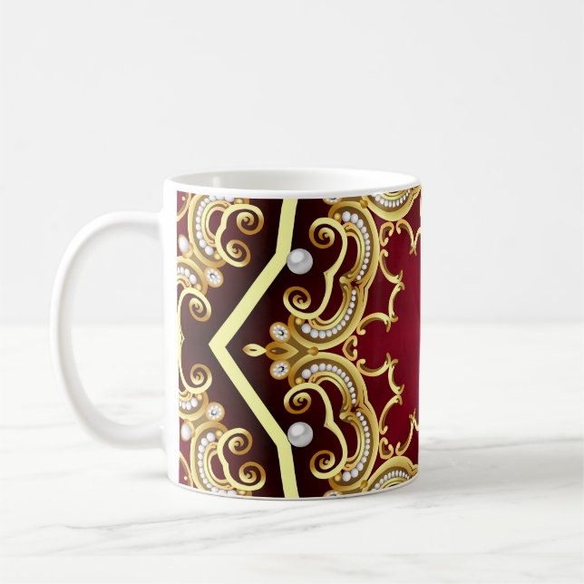 Pearl Gold Frame Illustration Hintergrund Kaffeetasse (Links)