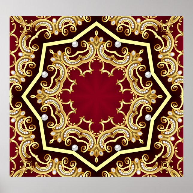 Pearl Gold Frame Illustration Hintergrund Poster (Vorne)