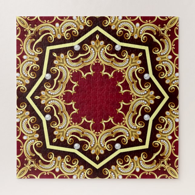 Pearl Gold Frame Illustration Hintergrund Puzzle (Vertikal)