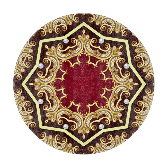 Pearl Gold Frame Illustration Hintergrund Schneidebrett (Vorderseite)