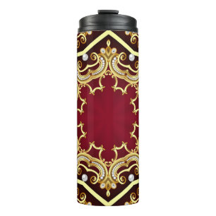 Pearl Gold Frame Illustration Hintergrund Thermosbecher