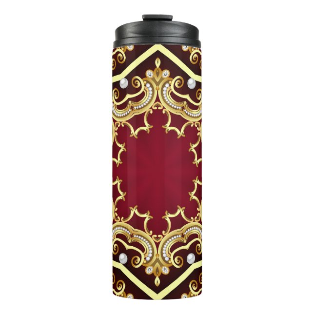Pearl Gold Frame Illustration Hintergrund Thermosbecher (Vorderseite)