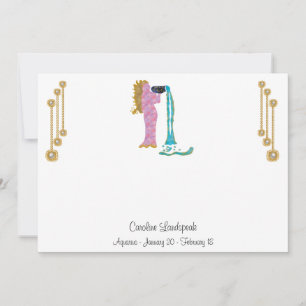 Pearl & Gold Juwelen mit Aquarius Zodiac Sign Mitteilungskarte