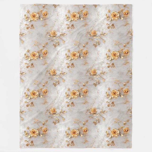 Pearl Gold Rose Floral Fleecedecke (Vorderseite)