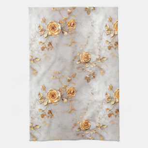 Pearl Gold Rose Floral Geschirrtuch