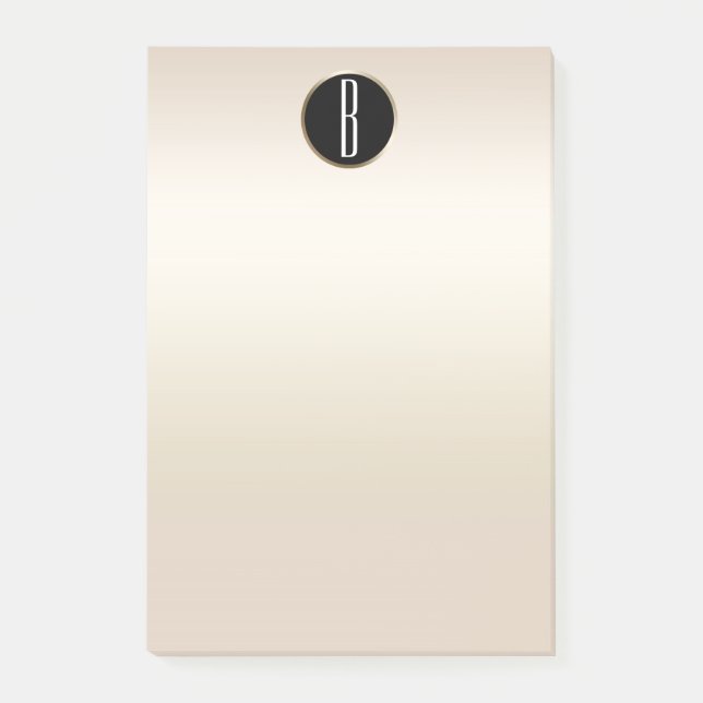 Pearl Gold Shimmer Glam Kraft Rustic Monogram Post-it Klebezettel (Vorderseite)