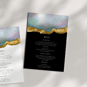 Pearl Golden Agate Geode Wedding Dinner Menu Card Einladung