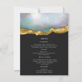Pearl Golden Agate Geode Wedding Dinner Menu Card Einladung