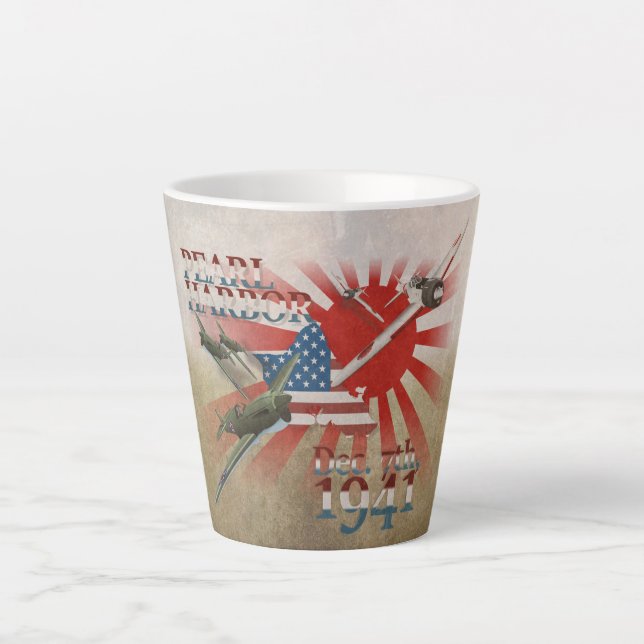 Pearl Habor 7. Dezember 1941 Latte Tasse (Vorderseite)