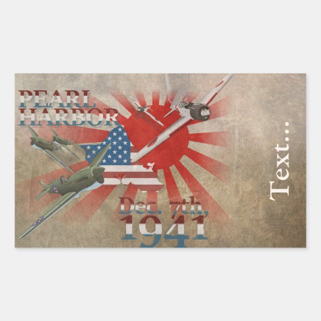 Pearl Habor 7. Dezember 1941 Rechteckiger Aufkleber (Vorderseite)