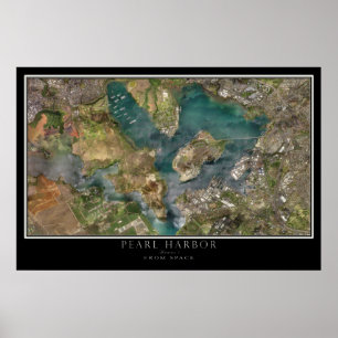 Pearl Harbor Hawaii Satellite Poster Karte