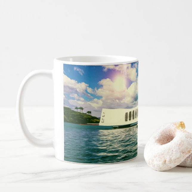 PEARL HARBOR NATIONALES MEMORIUM - HONOLULU HAWAII KAFFEETASSE (Mit Donut)