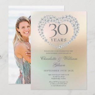 Pearl Heart 30. Hochzeitstag Foto Einladung