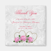 Pearl Hearts & Rose Damask Wedding Vielen Dank