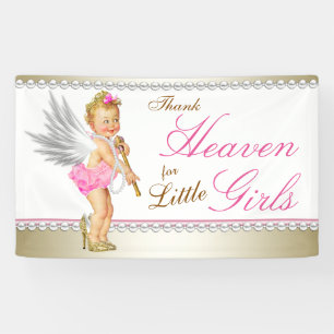 Pearl High Heel Princess Angel Baby Dusche Banner