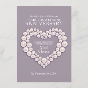 Pearl Hochzeitstag Menü Optionen Karte
