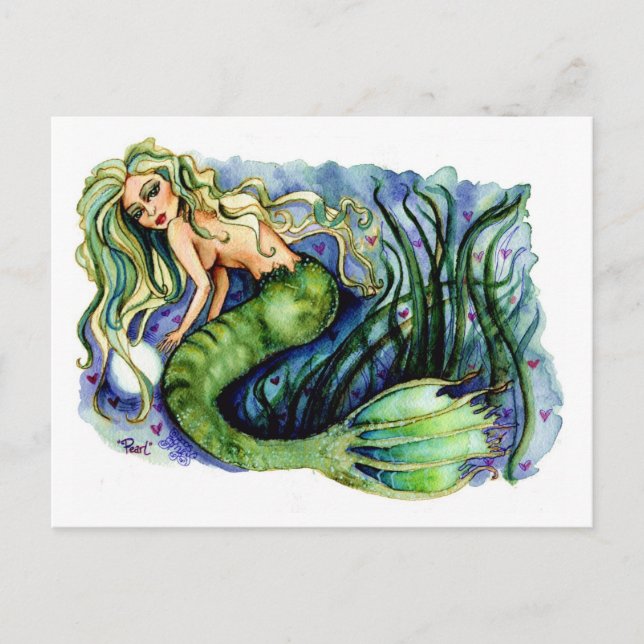 Pearl Hübsch Green Mermaid Postkarte (Vorderseite)