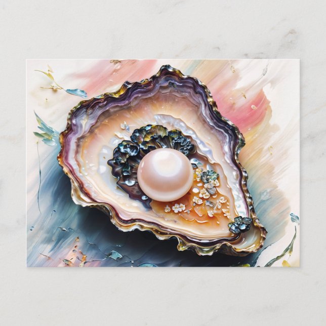Pearl in Oyster Elegantes Meer Kunst, Dichtung und Postkarte (Vorderseite)
