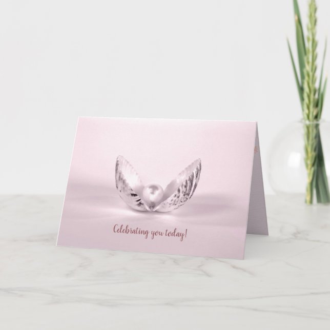 Pearl in seashell birthday karte (Vorderseite)