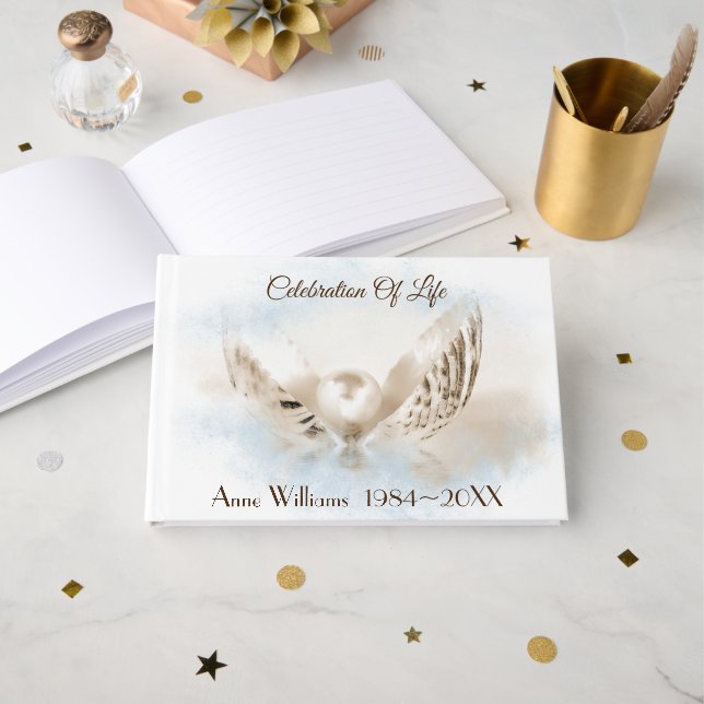 Pearl in Seashell Memorial Service Gästebuch (Vorderseite Offen)