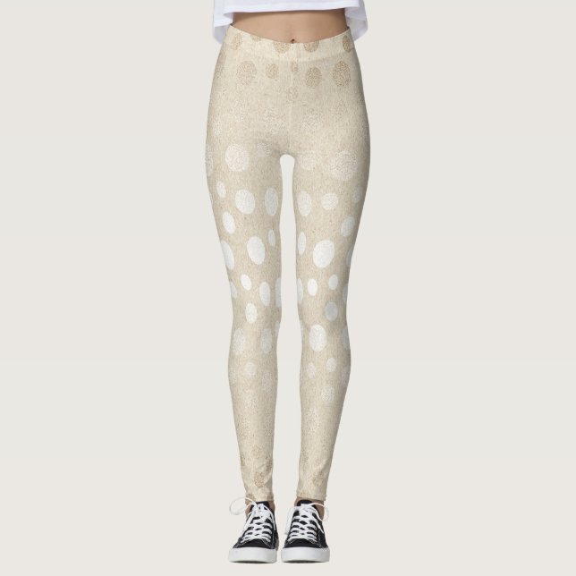 Pearl Ivory Dots Silver Gray Pastel Confetti Glam Leggings (Vorderseite)