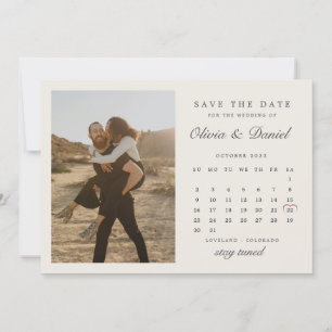 Pearl Ivory Oktober Calendar Foto Save the Date Einladung