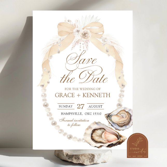 Pearl Ivory Oyster Save the Date Einladung (Von Creator hochgeladen)