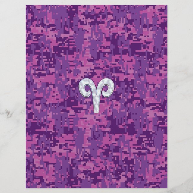 Pearl Like Aries Symbol auf Pink Digital Camouflag (Vorderseite)
