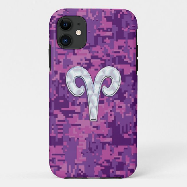 Pearl like Aries Zodiac Pink Fuchsia Digitale Camo Case-Mate iPhone Hülle (Rückseite)