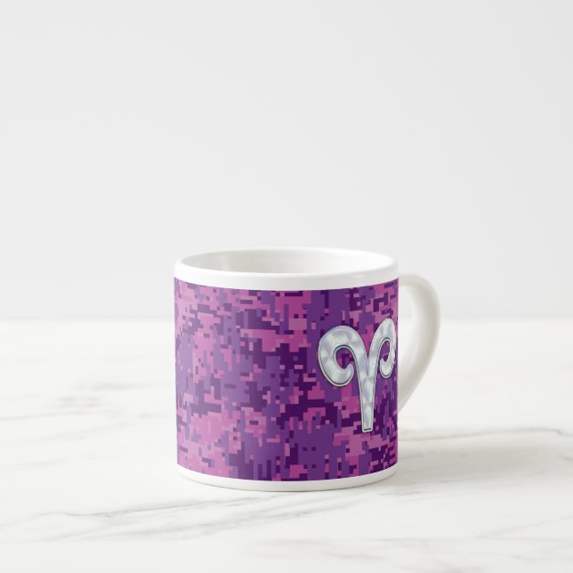 Pearl Like Aries Zodiac Symbol Digital Camouflage Espressotasse (Vorderseite Rechts)