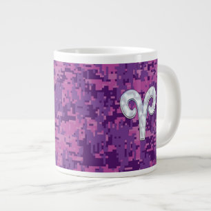 Pearl Like Aries Zodiac Symbol Digital Camouflage Jumbo-Tasse