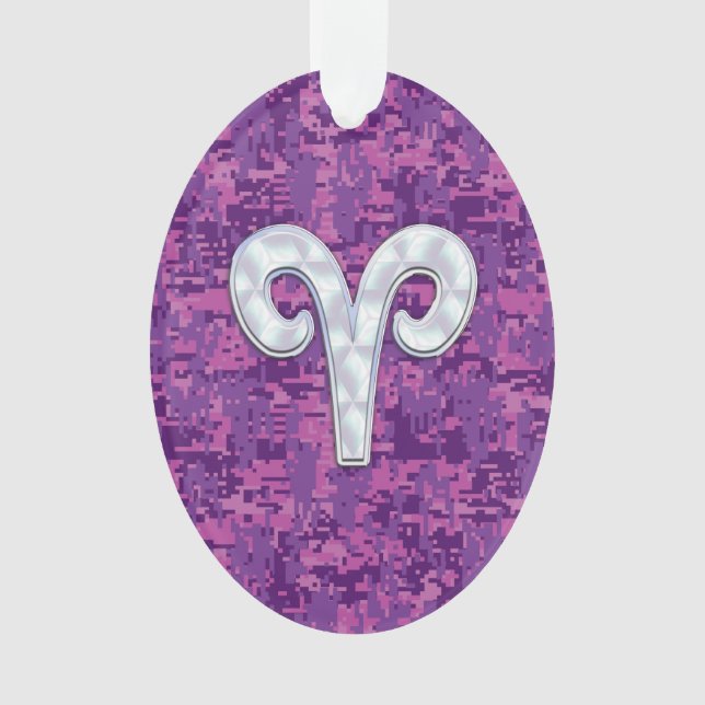 Pearl Like Aries Zodiac Symbol Digital Camouflage Ornament (Vorderseite)