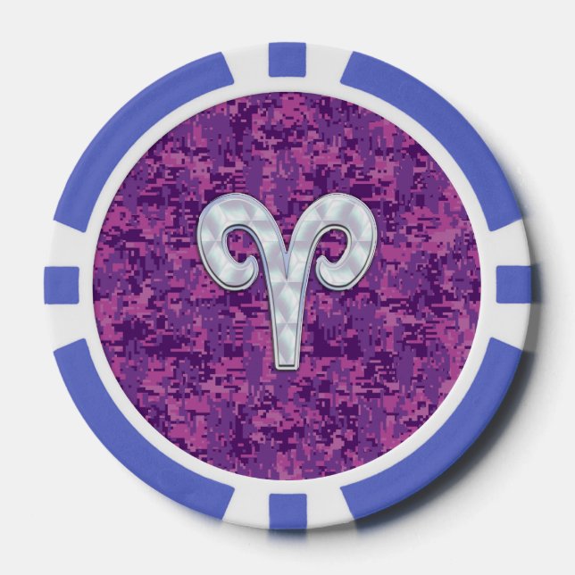 Pearl Like Aries Zodiac Symbol Digital Camouflage Pokerchips (Vorderseite)