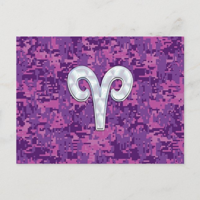 Pearl Like Aries Zodiac Symbol Digital Camouflage Postkarte (Vorderseite)