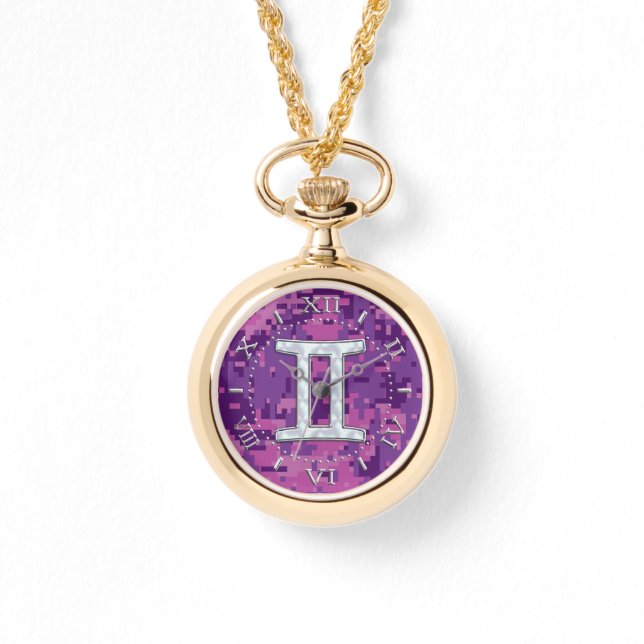 Pearl like Gemini Zodiac Symbol Camouflage Dial Armbanduhr (Vorderseite)