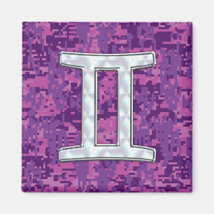 Pearl like Gemini Zodiac Symbol Digital Camouflage Magnet