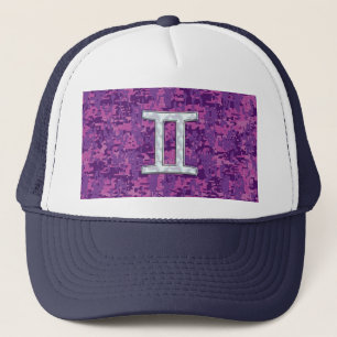 Pearl like Gemini Zodiac Symbol Digital Camouflage Truckerkappe
