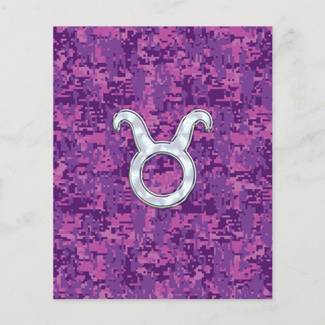 Pearl Like Taurus Zodiac Sign auf Pink Digital Cam Flyer (Vorne)