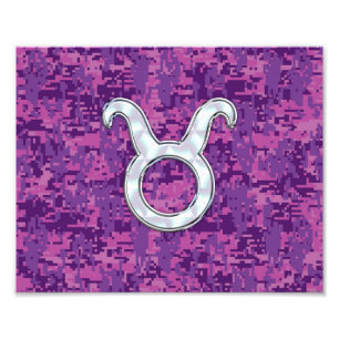 Pearl Like Taurus Zodiac Sign auf Pink Digital Cam Fotodruck