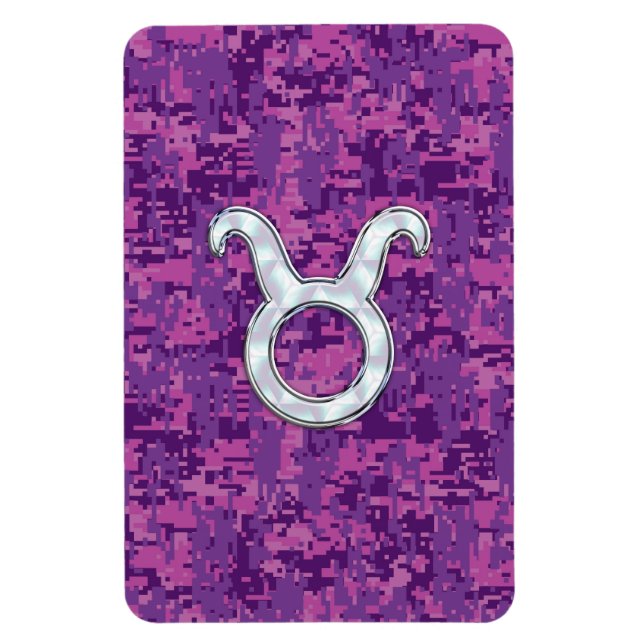 Pearl Like Taurus Zodiac Sign auf Pink Digital Cam Magnet (Vertikal)