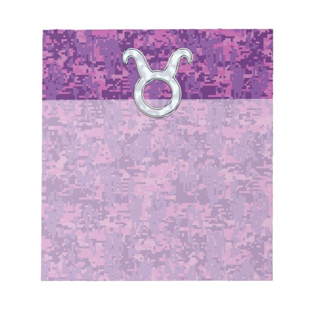Pearl Like Taurus Zodiac Sign auf Pink Digital Cam Notizblock (Vorderseite)