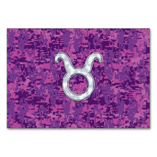 Pearl Like Taurus Zodiac Sign auf Pink Digital Cam Tischnummer